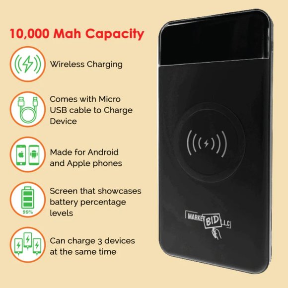 BLACK 10,000MAH POWER BANK Marketbid - Picture 5 of 9